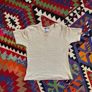 VTG stretch tee half sleeve champagne gold elevated minimalist basic sheer muted